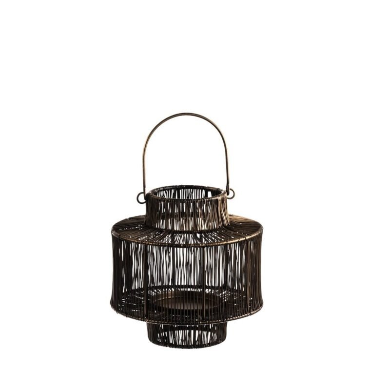 LAN008 Lanterne métal "Zen" coloris bronze antique, 20 cm