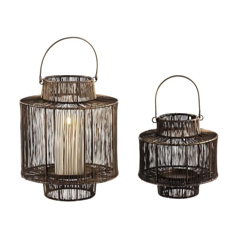 LAN009-2 Lanterne métal "Zen" coloris bronze antique, 30 cm