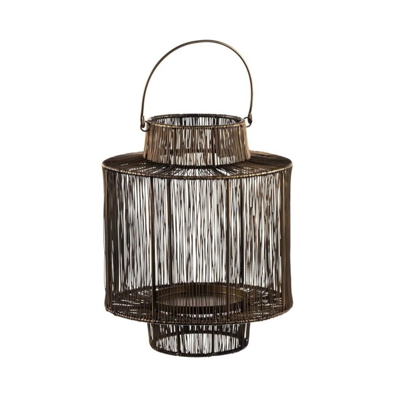 LAN009 Lanterne métal "Zen" coloris bronze antique, 30 cm