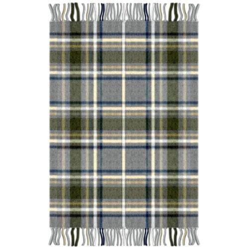 Plaid doux laine mélangée Féroé écossais gris-bleu-vert