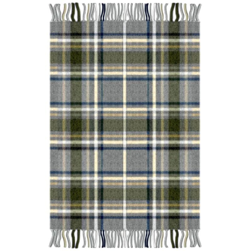 Plaid doux laine mélangée Féroé écossais gris-bleu-vert