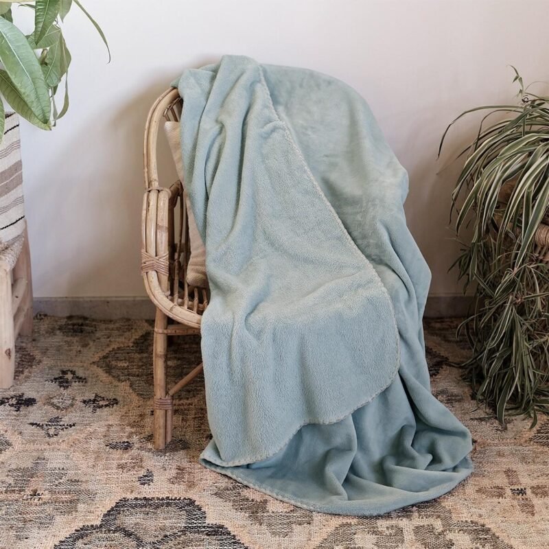 Plaid Douceur calm, surpiqûre lin PLD324 ambiance Grand Plaid Douceur calm surpiqûre lin
