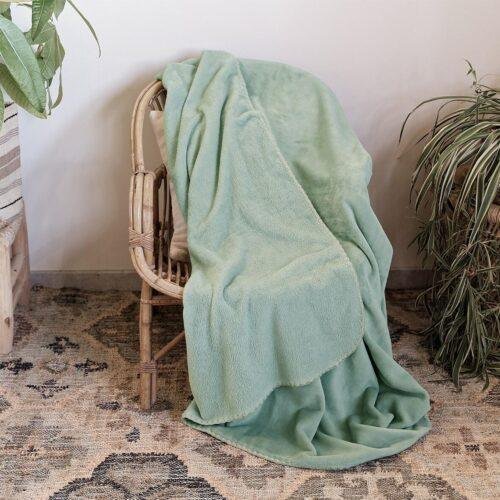 Grand Plaid Douceur tilleul surpiqûre lin