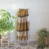Plaid doux laine mélangée Féroé écossais moutarde