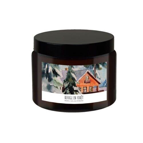 Bougie parfumée 3 mèches 400g (60h) Refuge en forêt