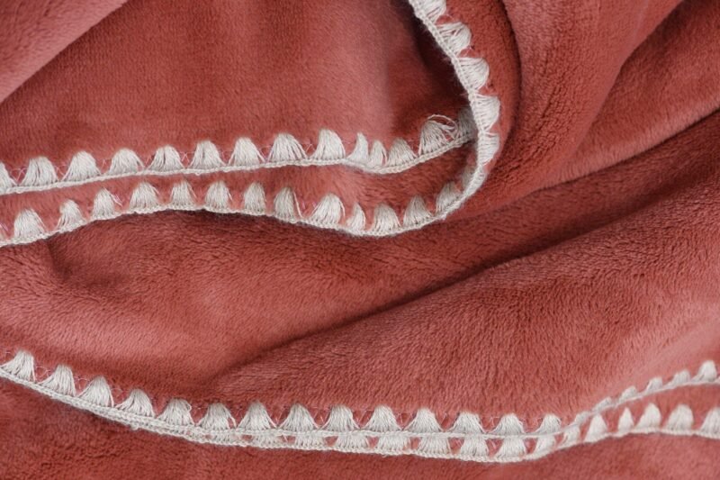 plaid polaire categorie Grand Plaid Douceur brick surpiqûre lin
