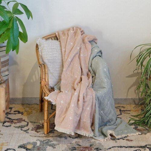 Plaid gaze de coton molletonnée Quilt