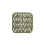 Plateau carré métal émaillé Alhambra olive, bordure dorée - 16 cm