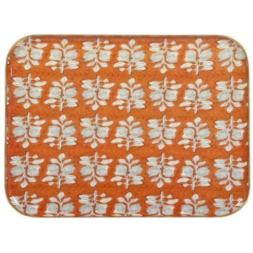 Grand plateau métal émaillé Alhambra terra, bordure dorée