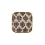 Plateau carré métal émaillé Arles lin, bordure dorée - 16 cm