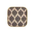 Plateau carré métal émaillé Arles lin, bordure dorée - 20 cm