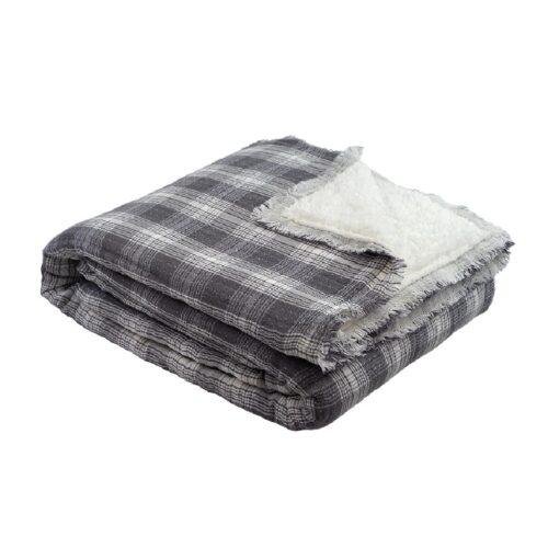 Plaid Highlands en gaze de coton doublée sherpa