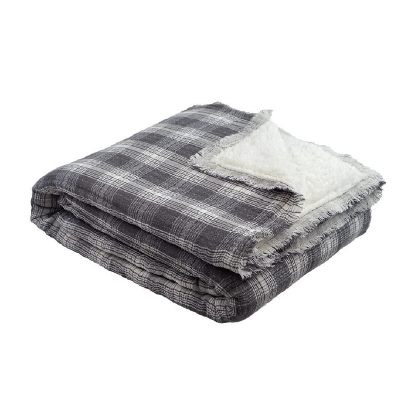 PLD269 Plaid Highlands en gaze de coton doublée sherpa