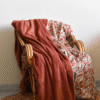 PLD287-1 Grand Plaid Douceur brick surpiqûre lin