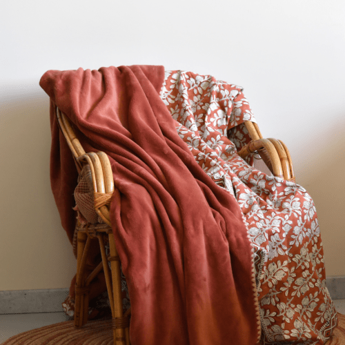 Grand Plaid Douceur brick surpiqûre lin