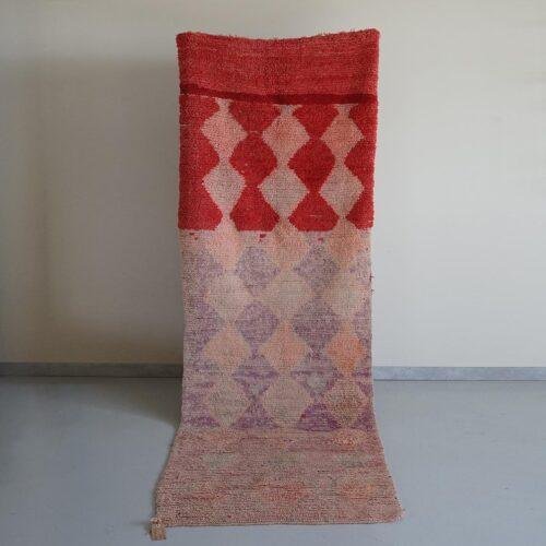 Tapis de couloir Boujaad vintage Litchi & Roses