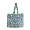 BAG009 Sac cabas matelassé Bali sauge et bleu imprimé blockprint