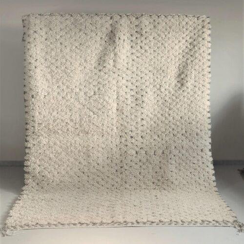 Grand tapis Beni Ouarain "shaggy" écru et taupe