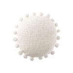 Coussin rond à pompons - blanc