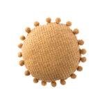 Coussin rond à pompons - camel