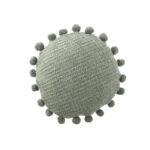 Coussin rond à pompons - sauge