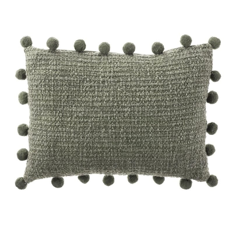 COU300G Housse de coussin tissée main à pompons