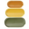 Lot de 3 plateaux ovales laiton-terracotta/havane/olive