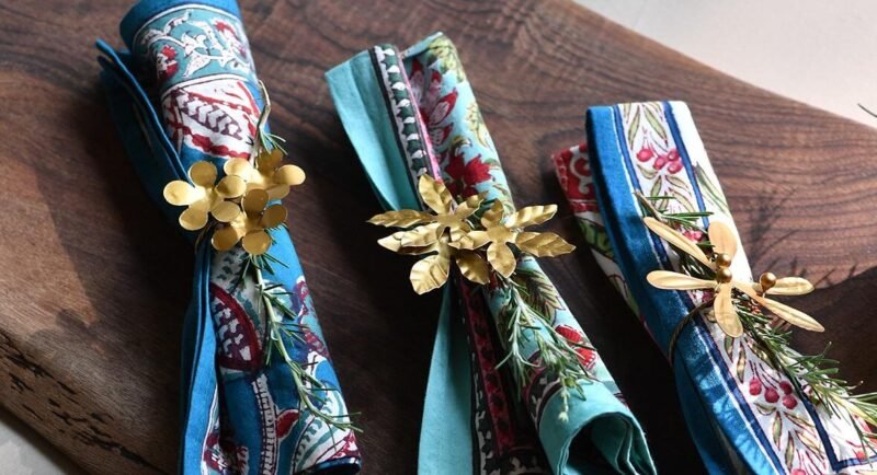 6 ronds de serviette nature assortis