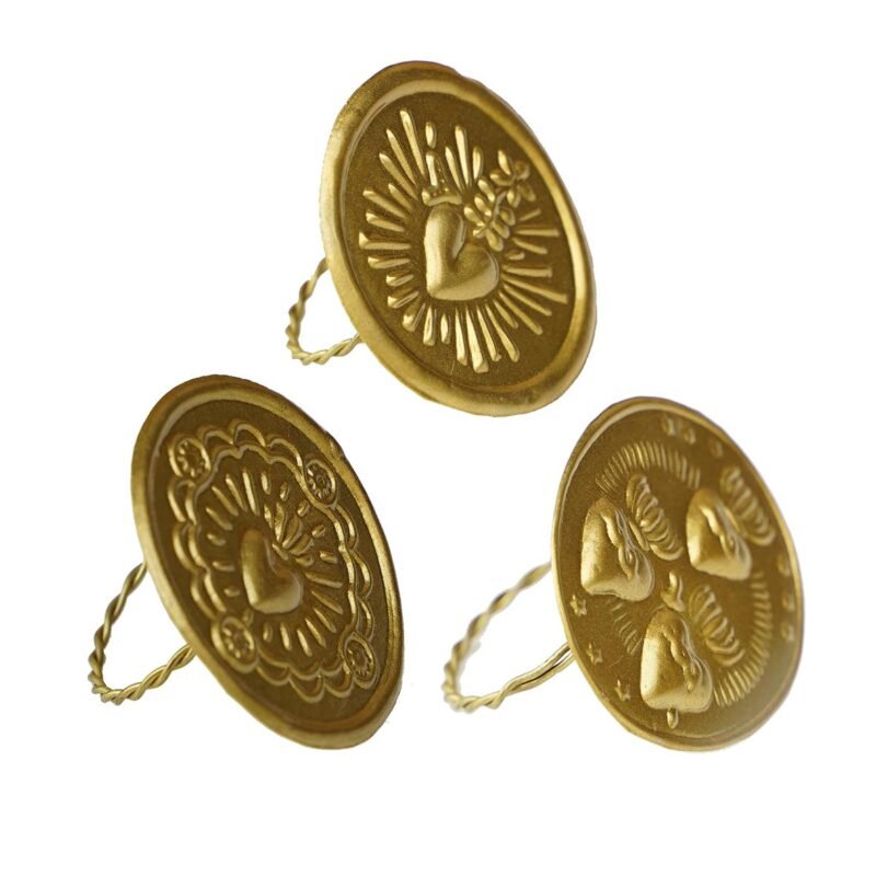 Lot de 3 ronds de serviette médaillons ex-votos assortis