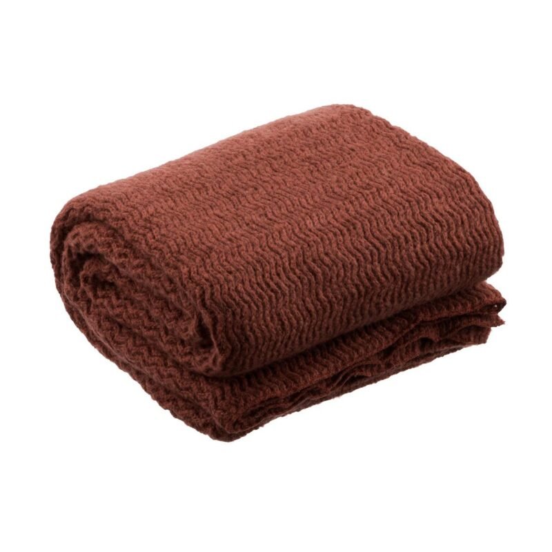 Plaid tricot laine mélangée Chevrons terracotta