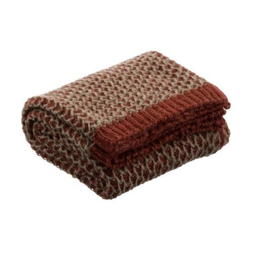 Plaid tricot laine tissé main bicolore