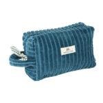 Trousse de toilette velours côtelé doublure rayée - Bleu cobalt