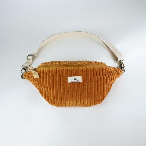 Banane velours côtelé bandoulière amovible - orange