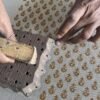 Nappe Bloom blockprint lin/ocre