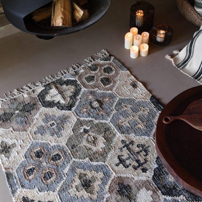 TAP 104-1 Tapis Almeria jute & coton beige/gris/noir