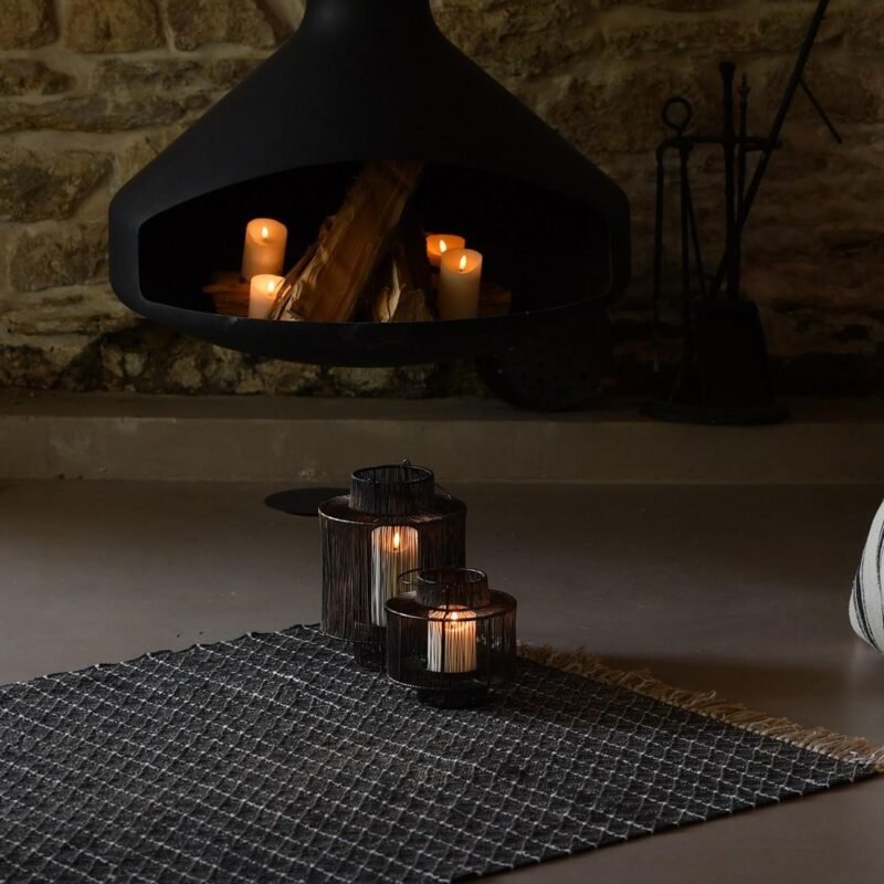 TAP058-1 Tapis Tribal noir/naturel jute et coton