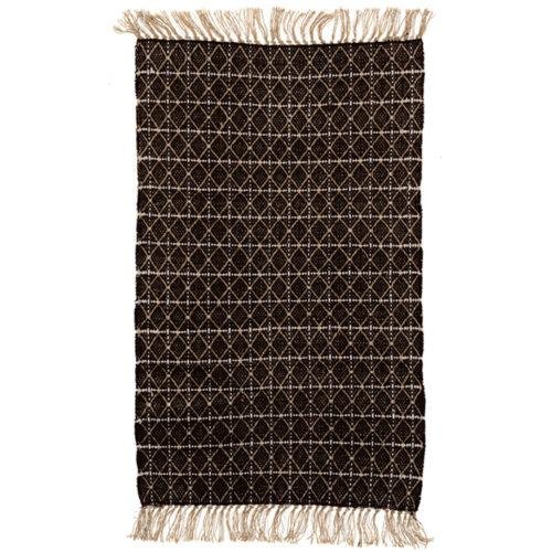 Tapis Tribal noir/naturel jute et coton