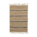 Tapis Berbère jute & coton naturel/noir/blanc - 60x90