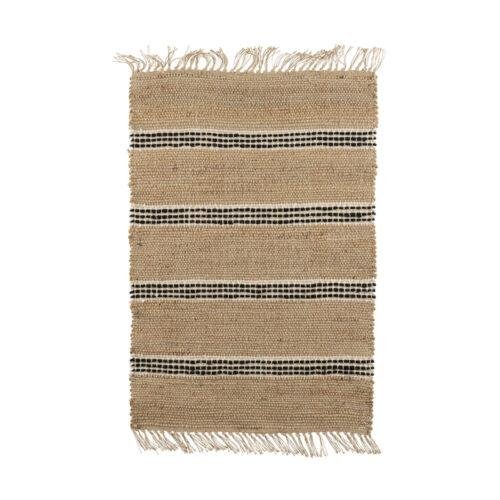Tapis Berbère jute & coton naturel/noir/blanc
