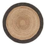 Tapis rond 100% jute naturel bordure contrastée - granit, 100 cm