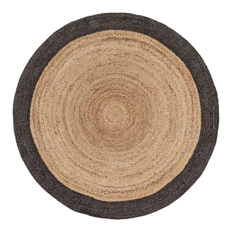 TAP063 Tapis rond 100% jute naturel bordure contrastée