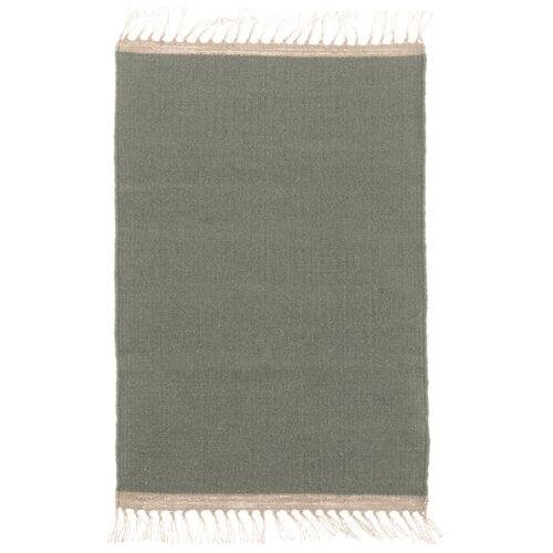 Tapis laine & jute vert de gris