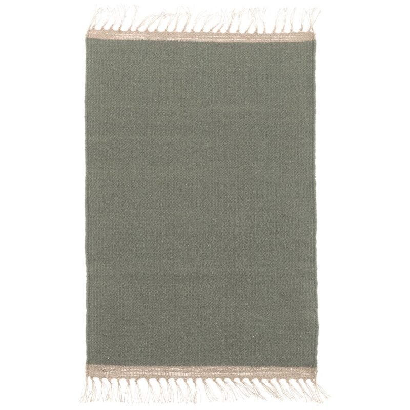 TAP080 Tapis laine & jute vert de gris