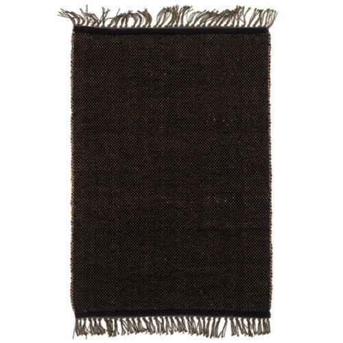 Tapis jute & coton damiers naturel/noir