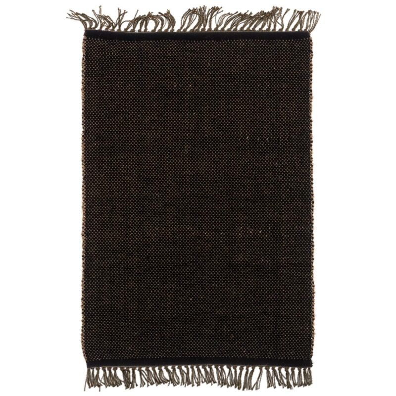 TAP087 Tapis jute & coton damiers naturel/noir