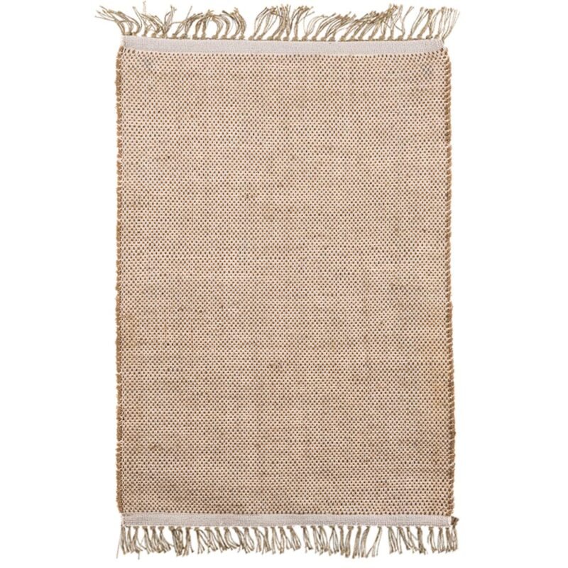 TAP091 Tapis coton & jute damiers naturel/écru