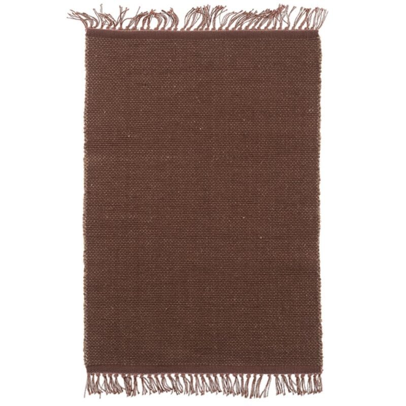TAP094 Tapis coton & jute damiers terre de sienne/naturel