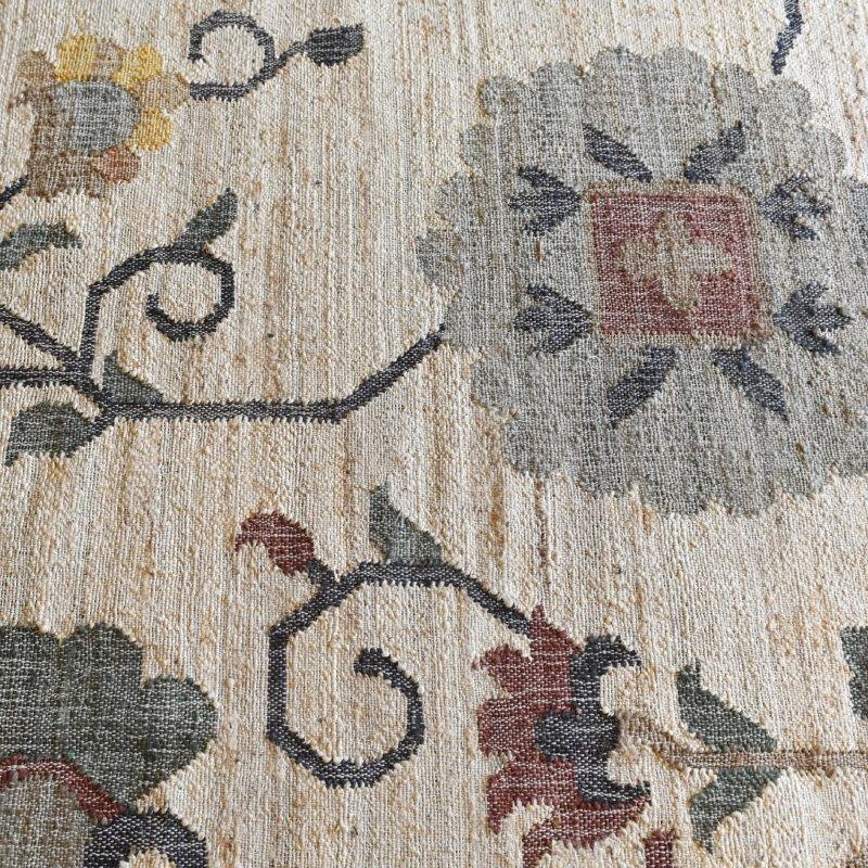 TAP102-2 Tapis Samarcande jute & coton lin/kaki/sienne