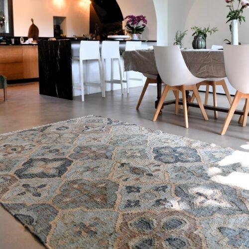 Tapis Almeria jute & coton beige/calm/denim