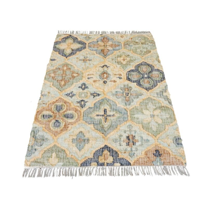 TAP103 Tapis Almeria jute & coton beige/calm/denim